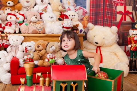 ensaio de natal bebê touca de papai noel brasilia df registrado pela fotógrafa letícia franco casa do papai noel sala arvore guirlanda roupa de papai noel'