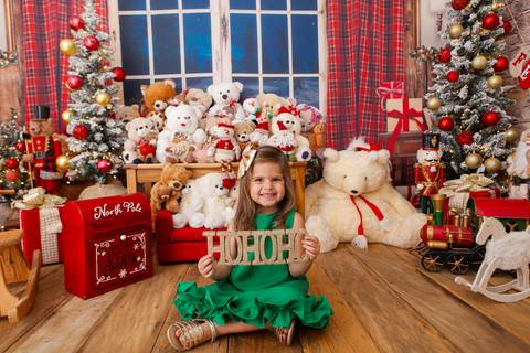 ensaio de natal bebê touca de papai noel brasilia df registrado pela fotógrafa letícia franco casa do papai noel sala arvore guirlanda roupa de papai noel'