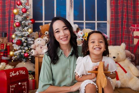ensaio de natal bebê touca de papai noel brasilia df registrado pela fotógrafa letícia franco casa do papai noel sala arvore guirlanda roupa de papai noel
'
