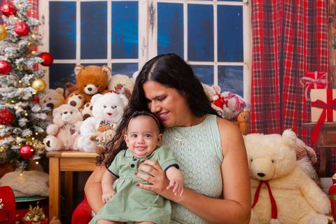 ensaio de natal bebê touca de papai noel brasilia df registrado pela fotógrafa letícia franco casa do papai noel sala arvore guirlanda roupa de papai noel

'