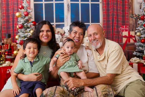 ensaio de natal bebê touca de papai noel brasilia df registrado pela fotógrafa letícia franco casa do papai noel sala arvore guirlanda roupa de papai noel

'
