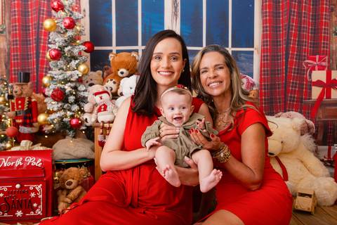 ensaio de natal bebê touca de papai noel brasilia df registrado pela fotógrafa letícia franco casa do papai noel sala arvore guirlanda roupa de papai noel
'