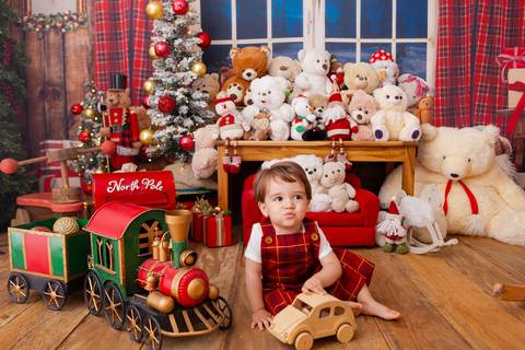 ensaio de natal bebê touca de papai noel brasilia df registrado pela fotógrafa letícia franco casa do papai noel sala arvore guirlanda roupa de papai noel
'