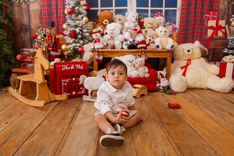 ensaio de natal bebê touca de papai noel brasilia df registrado pela fotógrafa letícia franco casa do papai noel sala arvore guirlanda roupa de papai noel
'