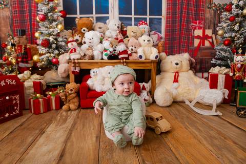 ensaio de natal bebê touca de papai noel brasilia df registrado pela fotógrafa letícia franco casa do papai noel sala arvore guirlanda roupa de papai noel
'