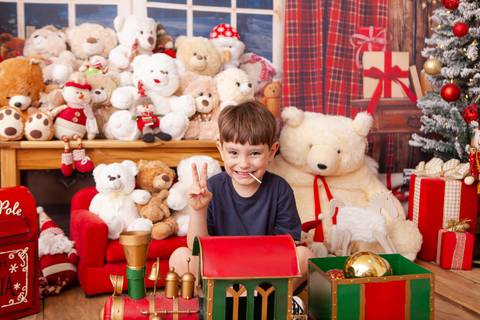 ensaio de natal bebê touca de papai noel brasilia df registrado pela fotógrafa letícia franco casa do papai noel sala arvore guirlanda roupa de papai noel'