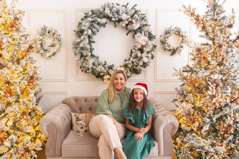 ensaio de natal bebê touca de papai noel brasilia df registrado pela fotógrafa letícia franco casa do papai noel sala arvore guirlanda roupa de papai noel
'