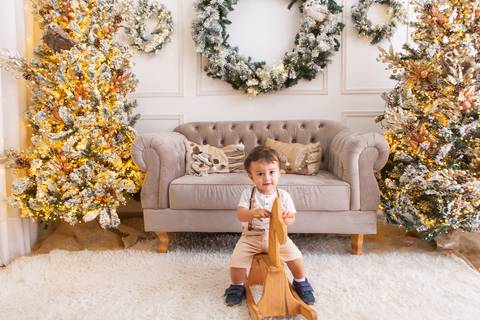 ensaio de natal bebê touca de papai noel brasilia df registrado pela fotógrafa letícia franco casa do papai noel sala arvore guirlanda roupa de papai noel
'