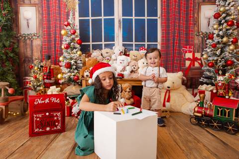 ensaio de natal bebê touca de papai noel brasilia df registrado pela fotógrafa letícia franco casa do papai noel sala arvore guirlanda roupa de papai noel
'