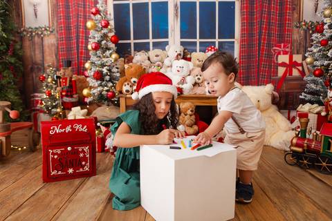 ensaio de natal bebê touca de papai noel brasilia df registrado pela fotógrafa letícia franco casa do papai noel sala arvore guirlanda roupa de papai noel
'