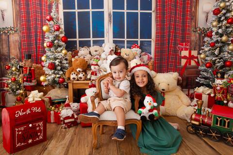 ensaio de natal bebê touca de papai noel brasilia df registrado pela fotógrafa letícia franco casa do papai noel sala arvore guirlanda roupa de papai noel
'