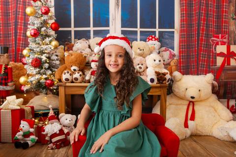 ensaio de natal bebê touca de papai noel brasilia df registrado pela fotógrafa letícia franco casa do papai noel sala arvore guirlanda roupa de papai noel
'