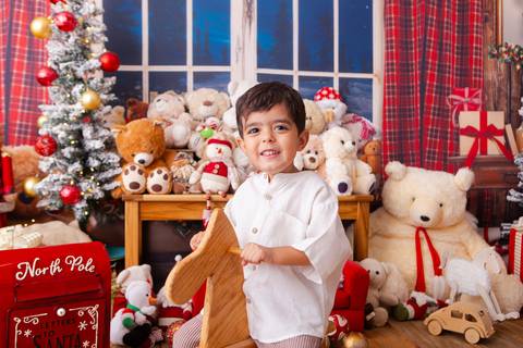 ensaio de natal bebê touca de papai noel brasilia df registrado pela fotógrafa letícia franco casa do papai noel sala arvore guirlanda roupa de papai noel
'