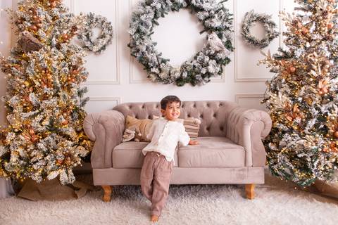 ensaio de natal bebê touca de papai noel brasilia df registrado pela fotógrafa letícia franco casa do papai noel sala arvore guirlanda roupa de papai noel
'