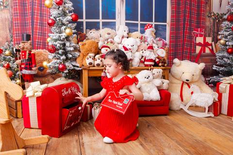 ensaio de natal bebê touca de papai noel brasilia df registrado pela fotógrafa letícia franco casa do papai noel sala arvore guirlanda roupa de papai noel
'