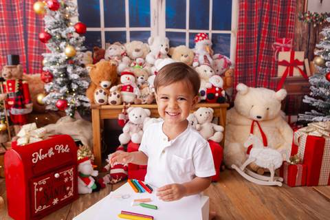 ensaio de natal bebê touca de papai noel brasilia df registrado pela fotógrafa letícia franco casa do papai noel sala arvore guirlanda roupa de papai noel
'