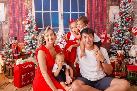 ensaio de natal bebê touca de papai noel brasilia df registrado pela fotógrafa letícia franco casa do papai noel sala arvore guirlanda roupa de papai noel
'