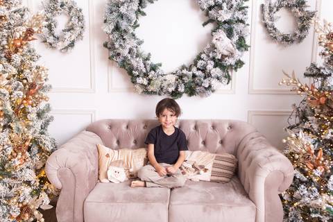 ensaio de natal bebê touca de papai noel brasilia df registrado pela fotógrafa letícia franco casa do papai noel sala arvore guirlanda roupa de papai noel
'