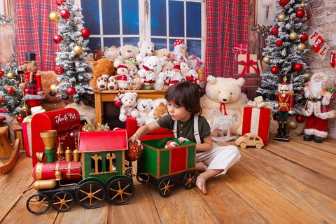 ensaio de natal bebê touca de papai noel brasilia df registrado pela fotógrafa letícia franco casa do papai noel sala arvore guirlanda roupa de papai noel
'