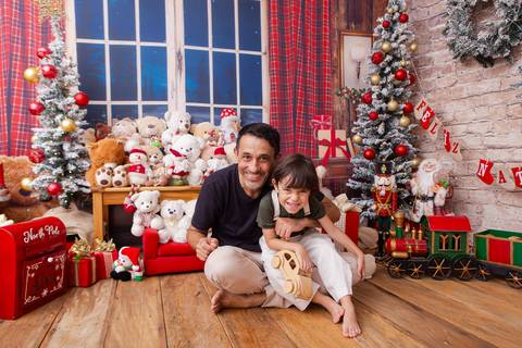 ensaio de natal bebê touca de papai noel brasilia df registrado pela fotógrafa letícia franco casa do papai noel sala arvore guirlanda roupa de papai noel
'