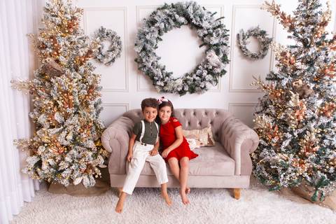 ensaio de natal bebê touca de papai noel brasilia df registrado pela fotógrafa letícia franco casa do papai noel sala arvore guirlanda roupa de papai noel
'