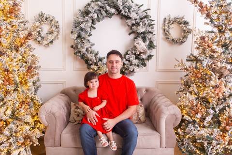 ensaio de natal bebê touca de papai noel brasilia df registrado pela fotógrafa letícia franco casa do papai noel sala arvore guirlanda roupa de papai noel
'