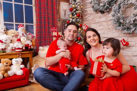 ensaio de natal bebê touca de papai noel brasilia df registrado pela fotógrafa letícia franco casa do papai noel sala arvore guirlanda roupa de papai noel
'