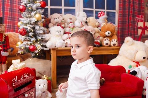 ensaio de natal bebê touca de papai noel brasilia df registrado pela fotógrafa letícia franco casa do papai noel sala arvore guirlanda roupa de papai noel
'