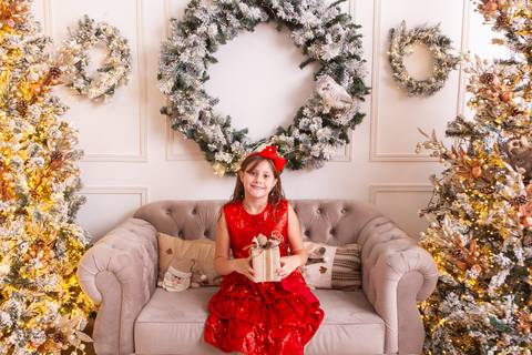 ensaio de natal bebê touca de papai noel brasilia df registrado pela fotógrafa letícia franco casa do papai noel sala arvore guirlanda roupa de papai noel
'