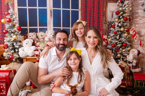 ensaio de natal bebê touca de papai noel brasilia df registrado pela fotógrafa letícia franco casa do papai noel sala arvore guirlanda roupa de papai noel
'