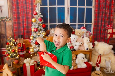 ensaio de natal bebê touca de papai noel brasilia df registrado pela fotógrafa letícia franco casa do papai noel sala arvore guirlanda roupa de papai noel
'