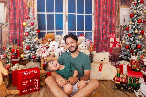 ensaio de natal bebê touca de papai noel brasilia df registrado pela fotógrafa letícia franco casa do papai noel sala arvore guirlanda roupa de papai noel
'