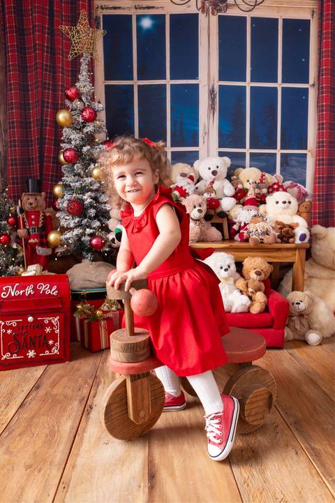 ensaio de natal bebê touca de papai noel brasilia df registrado pela fotógrafa letícia franco casa do papai noel sala arvore guirlanda roupa de papai noel
'