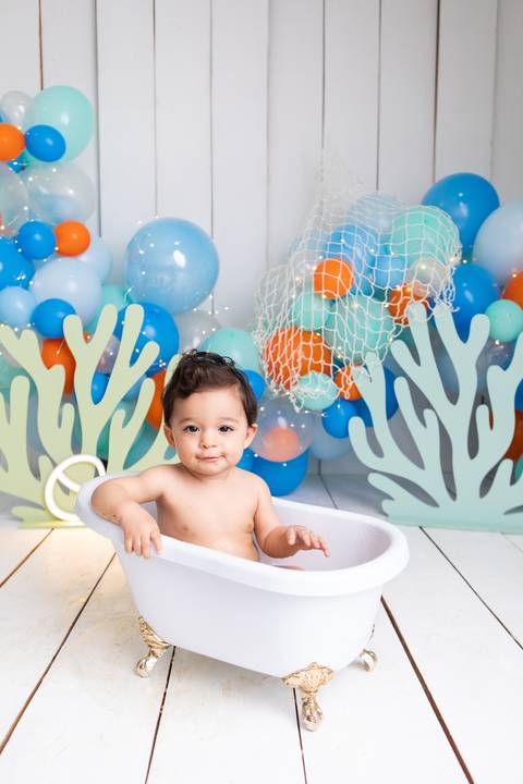 acompanhamento fotografia 12 meses trimestral 1 ano melhor leticia franco letícia smash the cake ensaio com bolo esmagando splash mundo bita fundo do mar'