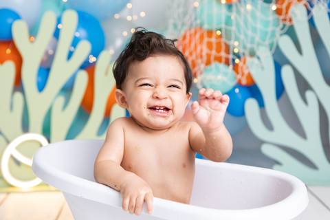 acompanhamento fotografia 12 meses trimestral 1 ano melhor leticia franco letícia smash the cake ensaio com bolo esmagando splash mundo bita fundo do mar'