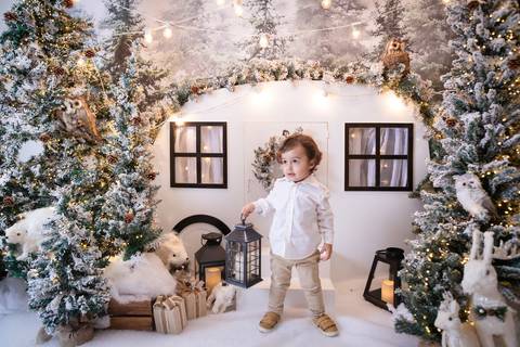 ensaio de natal bebê touca de papai noel brasilia df registrado pela fotógrafa letícia franco papai noel arvore guirlanda pijama carter's carters  trailer neve'