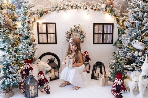 ensaio de natal bebê touca de papai noel brasilia df registrado pela fotógrafa letícia franco papai noel arvore guirlanda pijama carter's carters  trailer neve
'