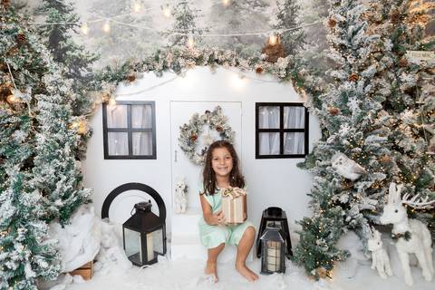 ensaio de natal bebê touca de papai noel brasilia df registrado pela fotógrafa letícia franco papai noel arvore guirlanda pijama carter's carters  trailer neve
'