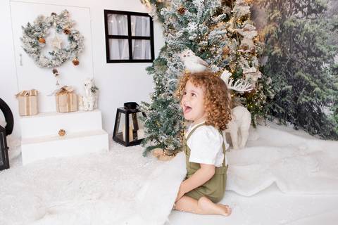 ensaio de natal bebê touca de papai noel brasilia df registrado pela fotógrafa letícia franco papai noel arvore guirlanda pijama carter's carters  trailer neve
'