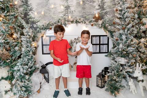 ensaio de natal bebê touca de papai noel brasilia df registrado pela fotógrafa letícia franco papai noel arvore guirlanda pijama carter's carters  trailer neve
'