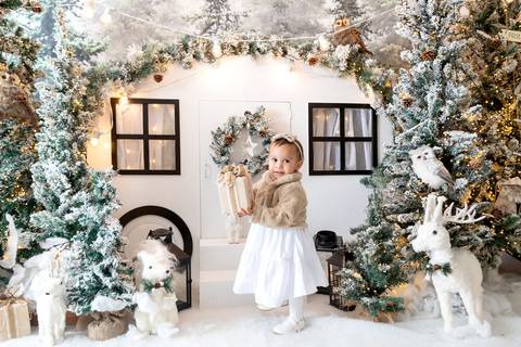 ensaio de natal bebê touca de papai noel brasilia df registrado pela fotógrafa letícia franco papai noel arvore guirlanda pijama carter's carters  trailer neve
'