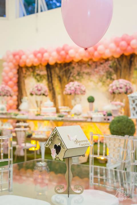 centro de mesa jardim das fadas casa de passarinho mdf giovanna'