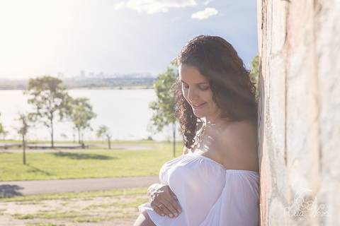 ermida dom bosco gestante usando branco  por do sol brasilia df grávida book marido papai'