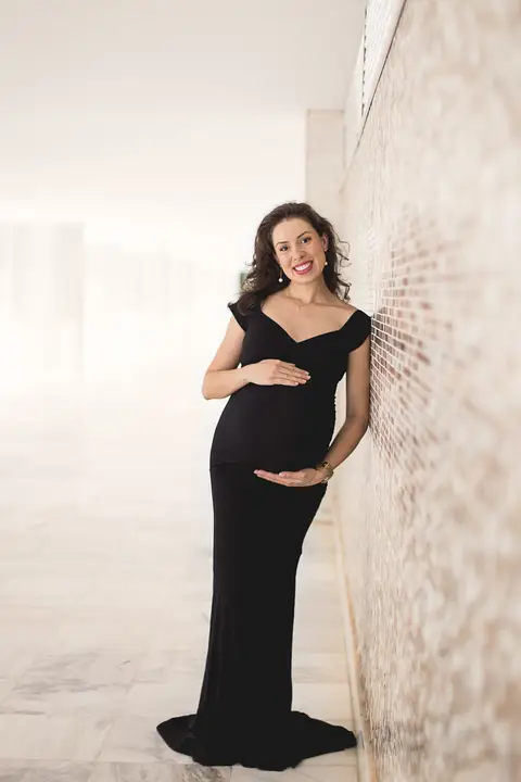 gestante grávida book brasilia df vestido longo preto marquise asa sul predio brasilia df  lígia gêmeos twins ensaio '