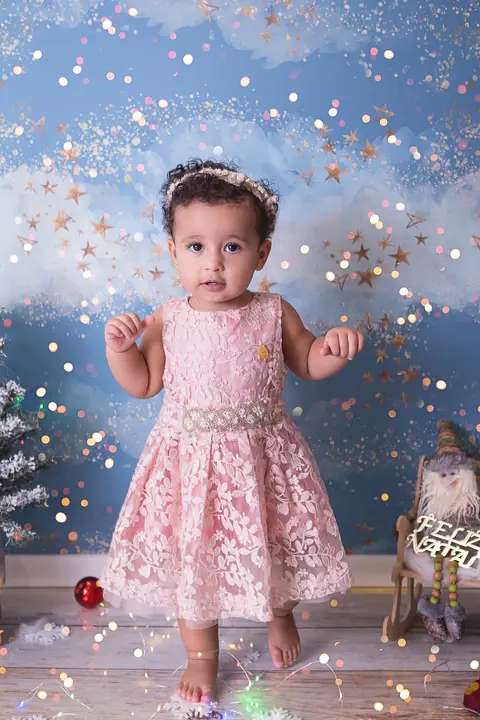 natal christmas baby bebe azul dourado vermelho infantil papai noel santa claus child children criança 1 ano 18 meses'