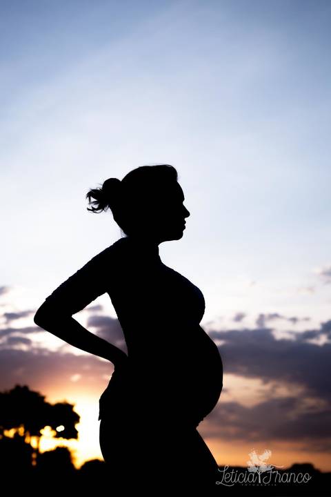 gestante ana luisa ensaio em casa fotografada pela fotografa especialista letícia franco em brasilia df ilhas do lago externa cropped azul renda calça legging por do sol lago paranoa silhueta'