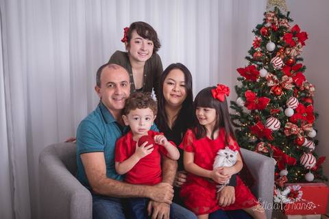 ensaio de natal bebê touca de papai noel 2019 brasilia df registrado pela fotógrafa letícia franco casa do papai noel sala arvore guirlanda roupa de papai noel familia'
