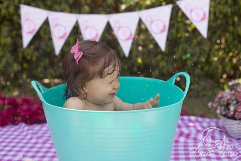 splash depois do smash the cake banho gostoso'