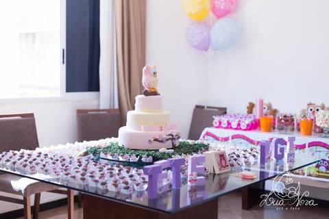mesa bolo coruja festa infantil brasilia'