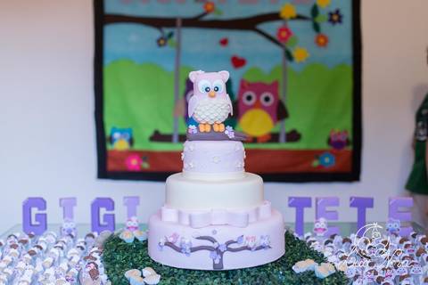 mesa do bolo coruja festa infantil brasilia'